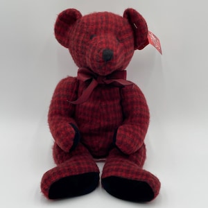 Russ, Berrie, Nelly, Vintage, Plush, Teddy Bear, Red, Black, Plaid, Bear, "Bears from the Past" Series, Original Tags, Excellent Condition!