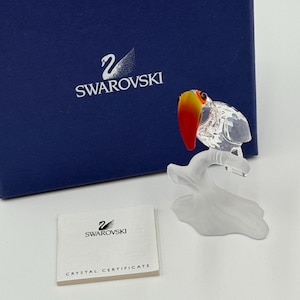 Vintage Swarovski Crystal Toucan Figurine: Feathered Beauties Series, Original Box & COA