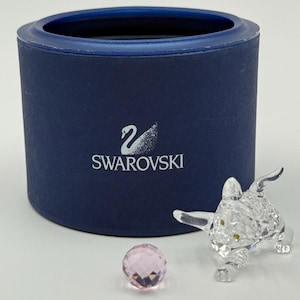 Swarovski, Crystal, Kitten, Pink Ball, Playing, Figurine, Perfect Condition, Vintage, Retired, Original Box, Perfect Gift for a Cat Lover.