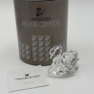 Swarovski, Crystal, Swan, Medium, Vintage, Introduced 1977, Retired, Excellent Condition, Original Box, COA, &quot;Feathered Beauties&quot; Collection