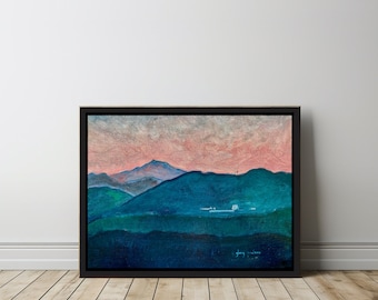 USAFA Art, "U.S. Air Force Academy Below Pike's Peak at Sunset" (LIGHT), Signed Print of Oil Painting by Glory Paulson, Gift and Memorabilia