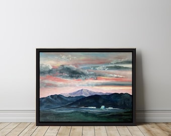 USAFA Art, "Air Force Academy Below Three Peaks," Print of Oil Painting by Glory Paulson, Graduation, Promotion, Retirement, Thank You Gift