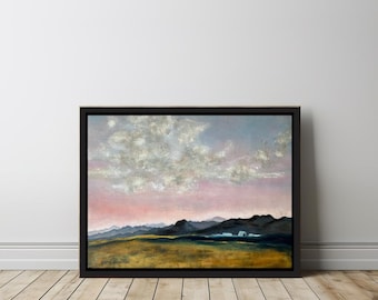 USAFA Class Color Gold Art, "Air Force Academy Above Fields of Gold," Signed Print of Oil Painting by Glory Paulson