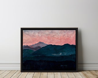 U.S. Air Force Academy Below Pike's Peak at Sunset (DARK), Signed Giclée Print of Oil Painting by Glory Paulson, USAFA Gift and Memorabilia