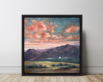 USAFA Art with Purple Mountains, "Mountain High at the Air Force Academy," Signed Print by Glory Paulson, Air Force Academy Gift