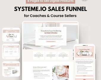 Ivory Rose Systeme.io Funnel Template. Sales Page. Opt-In. Order Bump. Upsell. Digital Marketing. Coaches. Service Provider Pink Systeme