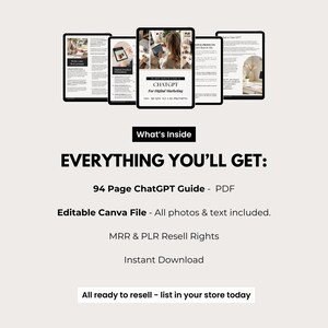 What You’ll Get – 94 Page ChatGPT Guide for Digital Marketing with PLR License, Editable Canva File, Instant Download, and Master Resell Rights | Use This to Teach, Bundle, or Sell AI Prompts and Content Strategy to Your Audience | Perfect for Digital Product Sellers and Content Coaches