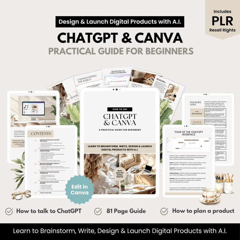 2025 Chat GPT & Canva Guide | Learn Chatgpt, Beige Aesthetic Canva ...