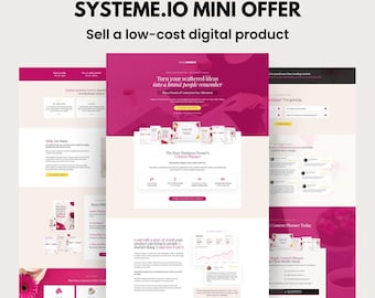 Systeme.io Mini Offer Funnel Template, Pink Digital Product Sales Page, 2-Step Checkout + Abandoned Cart Email Follow Up - Bold Magenta