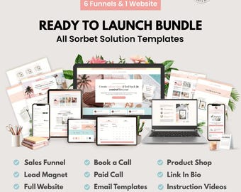 Systeme.io Template Bundle. 6 Sales Funnels & Website for Digital Products and Coaches. Sorbet Bright Tropical for Systeme funnel builder