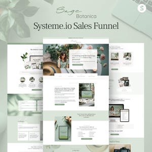 Sage Botanical Systeme.io Funnel Template to Sell Your Digital Product, Opt In, Sales Page, Upsell, Order Bump, Coaching & Service Business