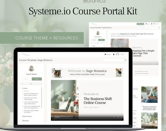 Systeme.io Course Portal Template Kit, Video Course Layout, Sage Green Floral Theme, Online Course Website, Membership Portal