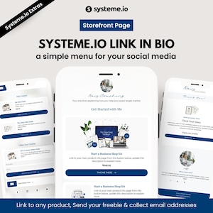 Navy Systeme.io Link in Bio Funnel Template. Stan Store Style Website, Freebie Form, Instagram Landing Page. Digital Marketing Systeme