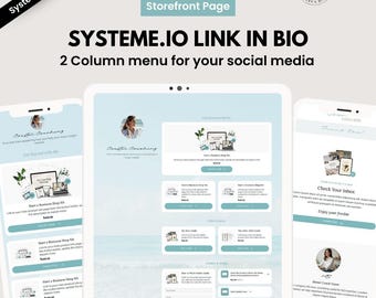 Coastal Link in Bio 2 Column Layout Funnel Template: Systeme.io Instagram Landing Page, Freebie Form, Stan Store Style for Digital Products