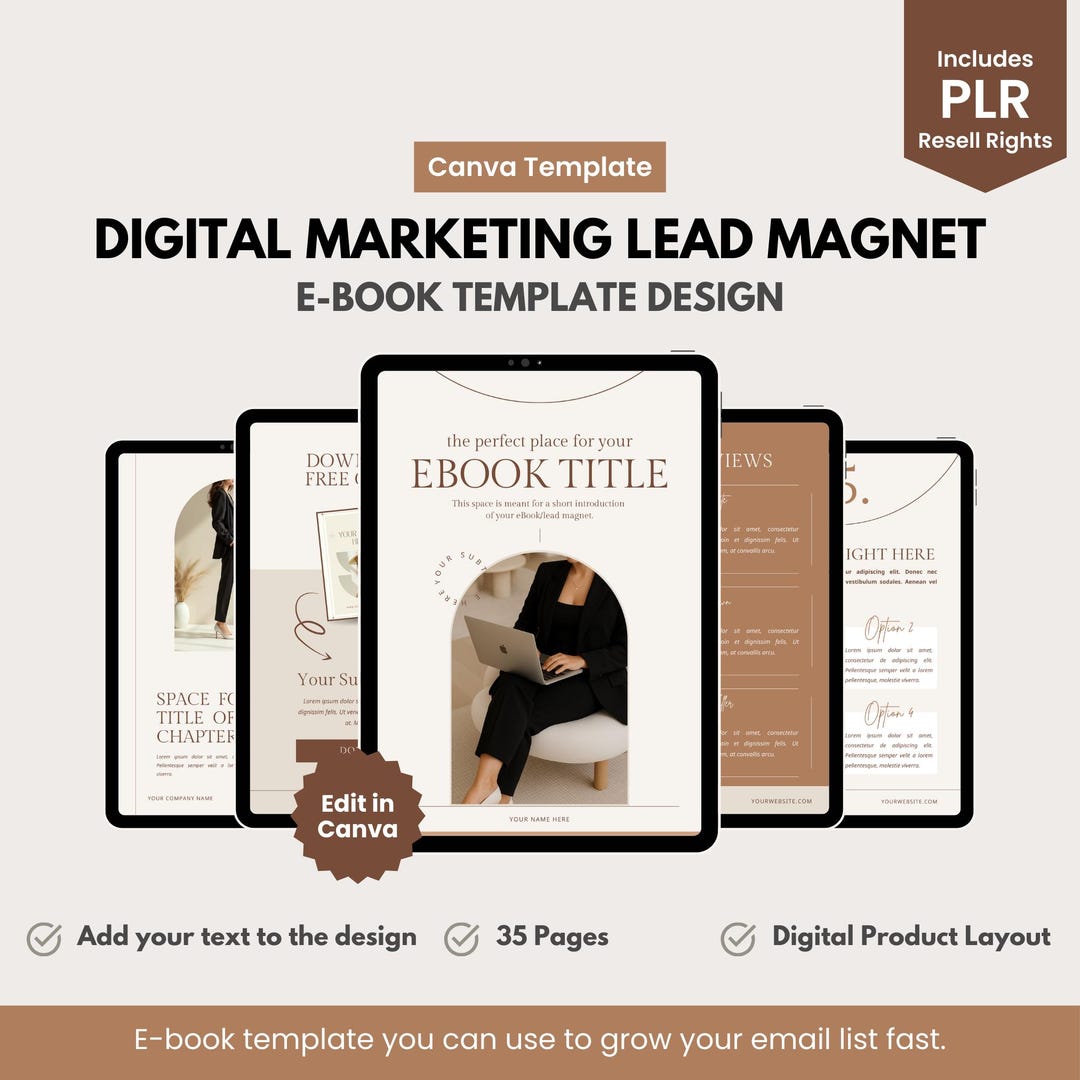 Lead Magnet Template for Digital Marketing, PLR Ebook Template, Canva ...