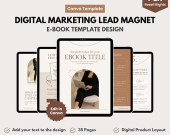 Lead Magnet Template for Digital Marketing, PLR Ebook Template, Canva digital download for Email List Building, Marketing Freebie, PLR
