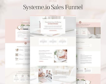 Systeme.io Sales Funnel Template. Ivory Rose. Opt-In. Order Bump. Upsell. Digital Marketing. Coaches. Service Provider Pink Systeme