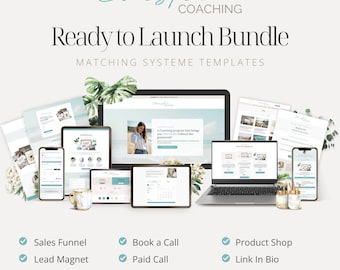 Coastal Coaching Systeme.io Bundle. 6 Sales Funnels & Website for Digital Marketing. Coaches. Service Providers in Cyan for Systeme Sales