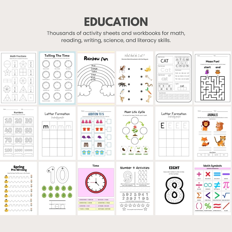 Activity Pack Pages 3100+ Kids Activity Page Bundle, Editable Canva Templates, Alphabet ...