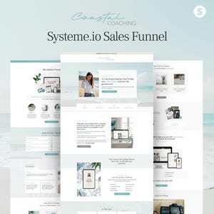 Coastal Coaching Systeme.io Funnel Template. Sales Page. Opt-In. Order Bump. Upsell. Digital Marketing. Coaches. Service Providers. Systeme