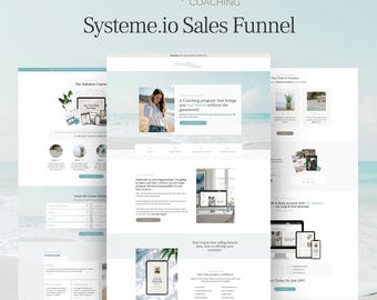 Coastal Coaching Systeme.io Funnel Template. Sales Page. Opt-In. Order Bump. Upsell. Digital Marketing. Coaches. Service Providers. Systeme