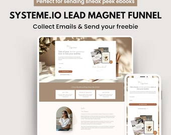 Modelo de Funil de Captura de Leads Systeme.io Marrom. Mini Página de Vendas com Opt-In. Página de Destino com Formulário Gratuito. Consultor de Marketing Digital. Prévia do Systeme.