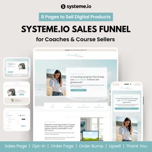 Coastal Coaching Systeme.io Funnel Template. Sales Page. Opt-In. Order Bump. Upsell. Digital Marketing. Coaches. Service Providers. Systeme
