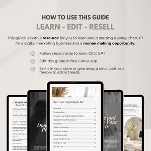 How to Use This PLR Guide for Digital Marketing with ChatGPT – Learn, Edit in Canva, and Resell | AI Content Toolkit for Entrepreneurs, Coaches, and Affiliate Marketers | Includes Full Rights to Sell or Use as Lead Magnet | ChatGPT Prompt Resource to Monetize with Digital Product Shops