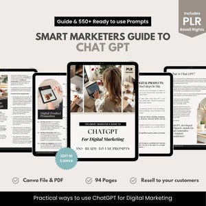 ChatGPT for Digital Marketing | Learn Chat GPT Prompts, Beige Aesthetic eBook, PLR/MRR Digital Product, Canva Template Resell for profit pdf