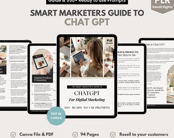 ChatGPT für digitales Marketing eBook: Lernen Sie ChatGPT, Beige Aesthetic PLR / MRR Canva Template, Resell for Profit PDF Digital Produkt
