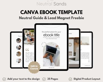 Canva eBook Template in neutral beige for freebie lead magnet or workbooks, use to grow a email marketing list.