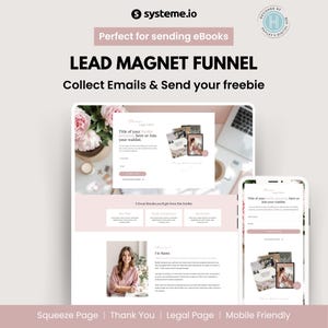 Szablon lejka sprzedażowego magnesu na różowo: Systeme.io Mini strona sprzedażowa z opcją zapisu i darmowymi materiałami dla trenerów i sprzedawców produktów cyfrowych