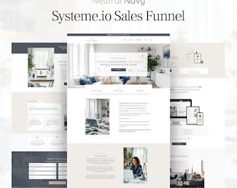 Neutral Navy - Systeme.io Funnel Template. Sales Page. Opt-In. Order Bump. Upsell. Digital Marketing. Coach Services. Sales Funnel Systeme