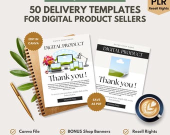 Digital Product Delivery Templates | Etsy Customer Instructions Canva Download | MRR & DFY Digital Product Listing Template | Thank You PDF
