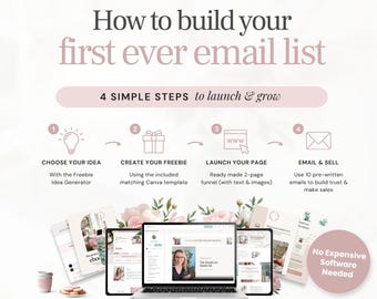 Email List Starter Kit for Beginners. Templates & Training to build your first lead magnet funnel using free tools. Pink Systeme.io designs