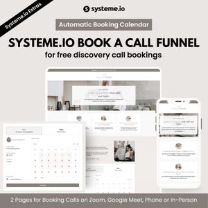Plantilla de embudo de Systeme.io para reservar una llamada, suscripción a calendario en línea, embudo de ventas, formulario de reservas de Systeme Zoom y Google Meet, llamada de descubrimiento gratuita