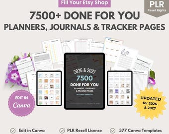 UPDATED 7500 Templates, Planners, Trackers, Journals & Calendars | Edit in Canva, re-brand and Resell With Master Label Rights MRR + PLR
