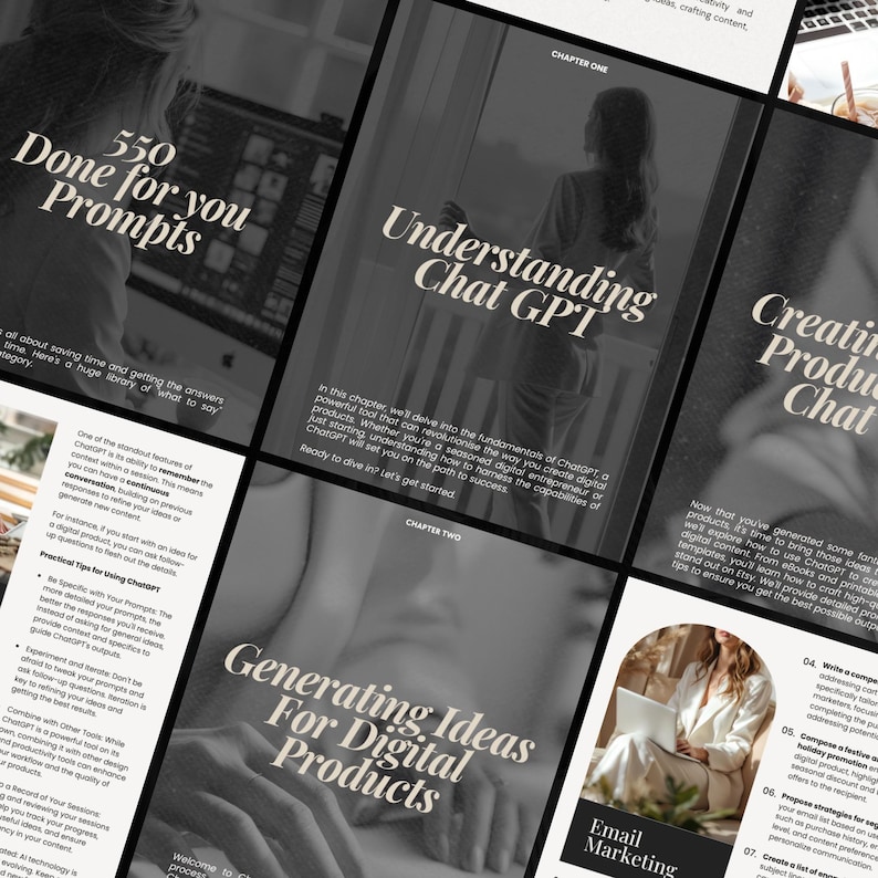 Inside Preview of the Smart Marketer’s Guide to ChatGPT – Includes Over 500+ Copy-Paste Prompts for Branding, Sales Funnels, Instagram, Membership Sites, Email Marketing, and Product Launches | Editable PLR Guide for Selling or Teaching ChatGPT for Business