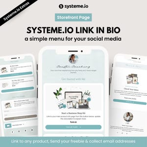 Coastal Systeme.io Link in Bio Funnel Template. Stan Store Style Website, Freebie Form, Instagram Landing Page. Digital Marketing Systeme