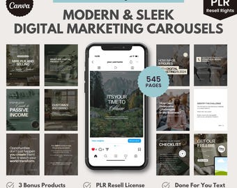 Done for You Carousels & Instagram Posts, DFY Modern Sleek Designs, MRR PLR Digital Marketing Bundle Editable Canva Templates Ready to Use