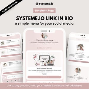 Blush Systeme.io Link in Bio Funnel Template. Stan Store Style Website, Freebie Form, Instagram Landing Page. Digital Marketing Systeme