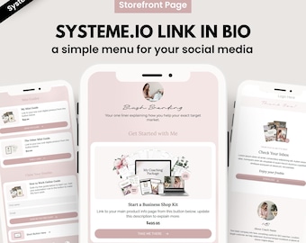 Blush Systeme.io Link in Bio Funnel Template. Stan Store Style Website, Freebie Form, Instagram Landing Page. Digital Marketing Systeme
