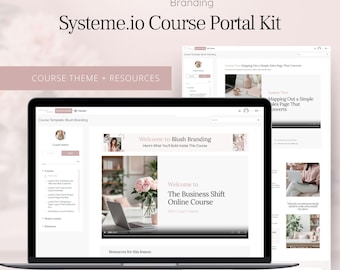 Systeme.io Course Portal Template Kit, Video Course Layout, Blush Pink Floral Theme, Online Course Website, Membership Portal