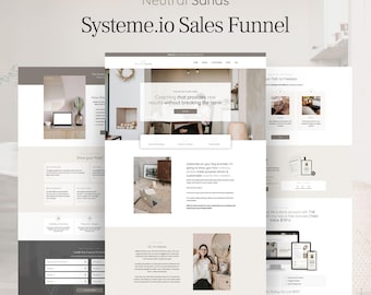 Neutral Sands: Systeme.io trechtersjabloon. Verkooppagina. Aanmelden. Bump bestellen. Up-sell. Digitale marketing. Coachdiensten. Verkooptrechtersysteem