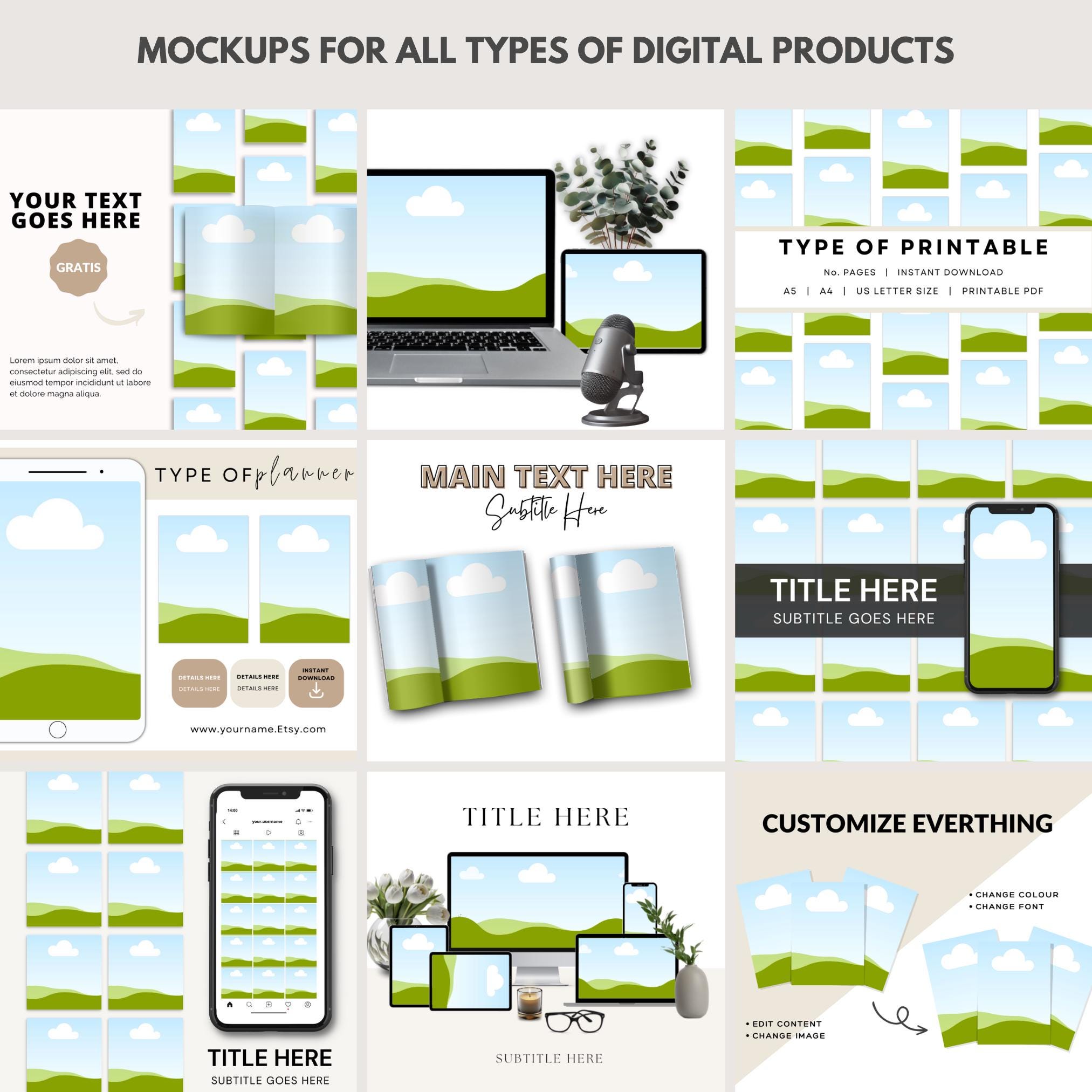 Ultimate Canva Product Mockup Bundle | Etsy Mockups, Banners & Video ...