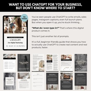 Beginner-Friendly ChatGPT Prompt Guide for Business Owners and Content Creators | Learn How to Use ChatGPT to Write Emails, Sales Pages, Instagram Captions, and Launch Content | Digital Product with PLR License for Etsy Sellers and Funnel Coaches | AI Content Marketing Tool with Editable Canva Template