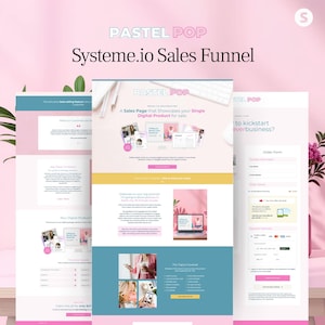 Systeme.io Funnel Template, Digital Product Sales Page, Landing Page, Opt-In, Order Form, Upsell for Courses, Bright Pastel Pink Design