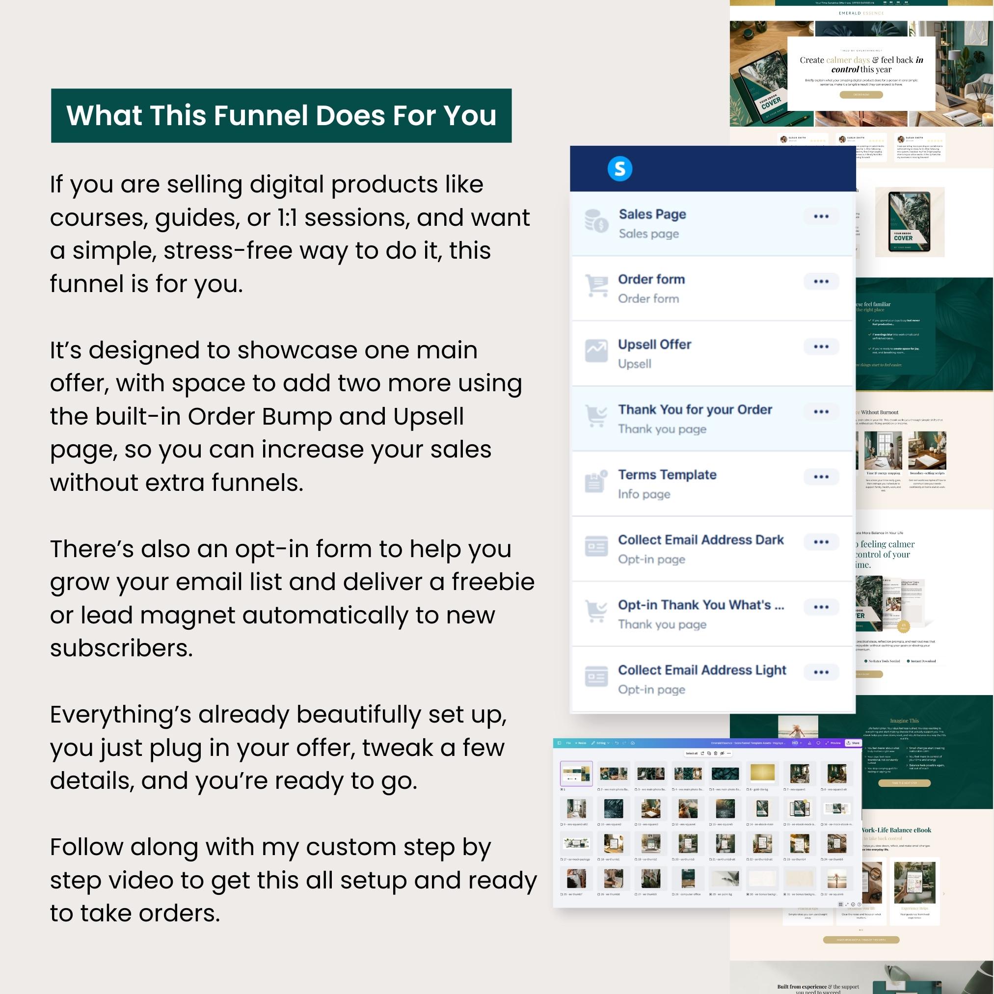 Systeme.io Sales Funnel Template - Emerald Green and Gold - Landing ...