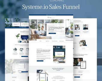 Navy Coaching Sales Funnel Template: Systeme.io Opt-In, Sales Page, Order Form & Upsell for Coaches selling Digital Products