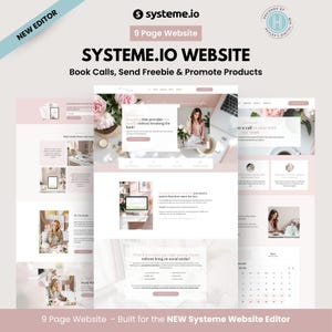 Systeme.io NEW 2026 Website Template. 9 Page Blush Branding Coaching. Online Courses. Consultant. Systeme Pink & White web site design